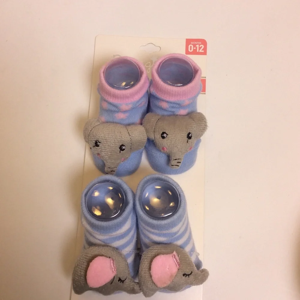 Rising Star Infant 2pack of Socks w/Elephant